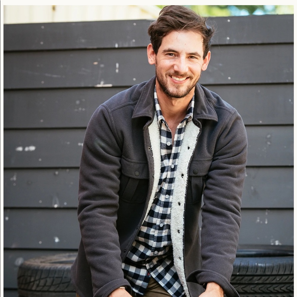 Sherpa Lined Shirt Jacket- washed black